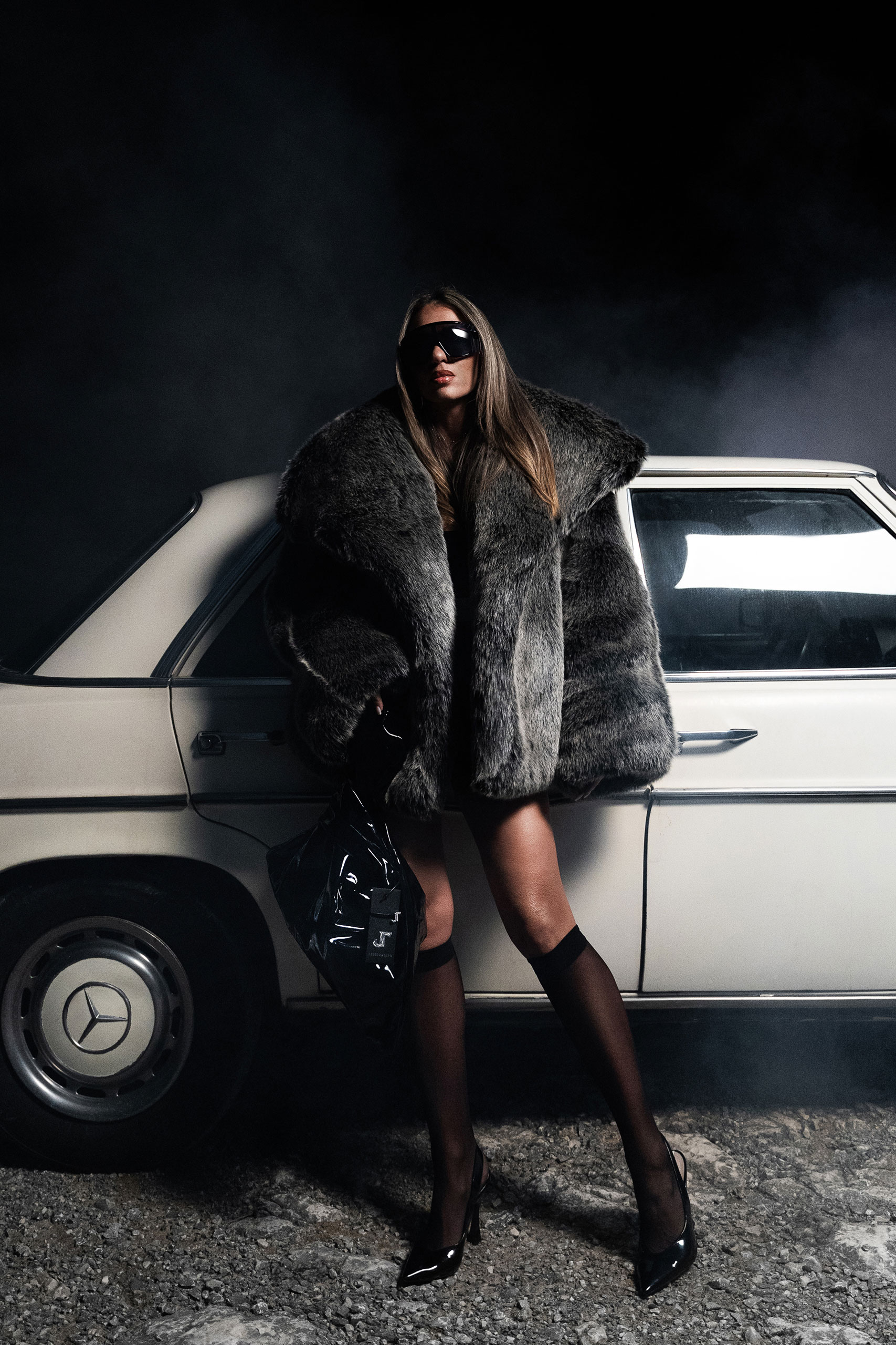 midl MID LENGTH FAUX FUR COAT - Image 1